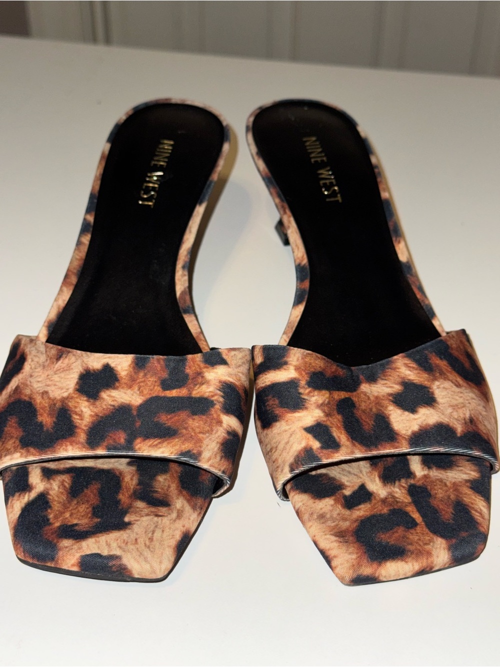 Nine West Leopard-Print Slide Mules - Brown/Black